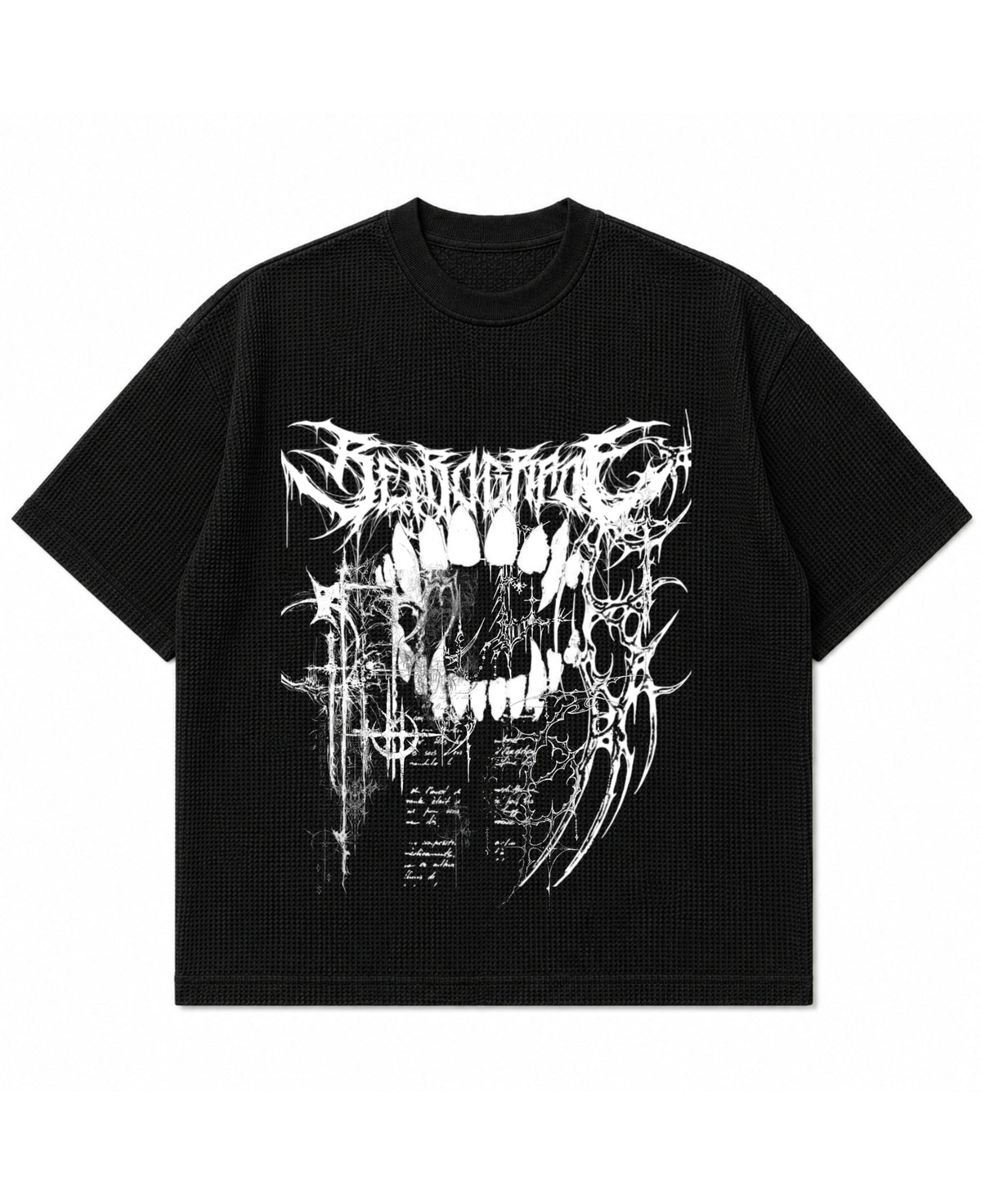 Black waffle boxy fit Front Design